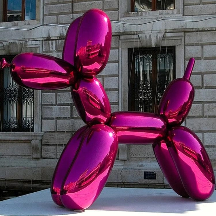 Outdoor Home Decoration Garden Sculpture Stainless Steel Sculpture Golden Balloon Dog Sculpture