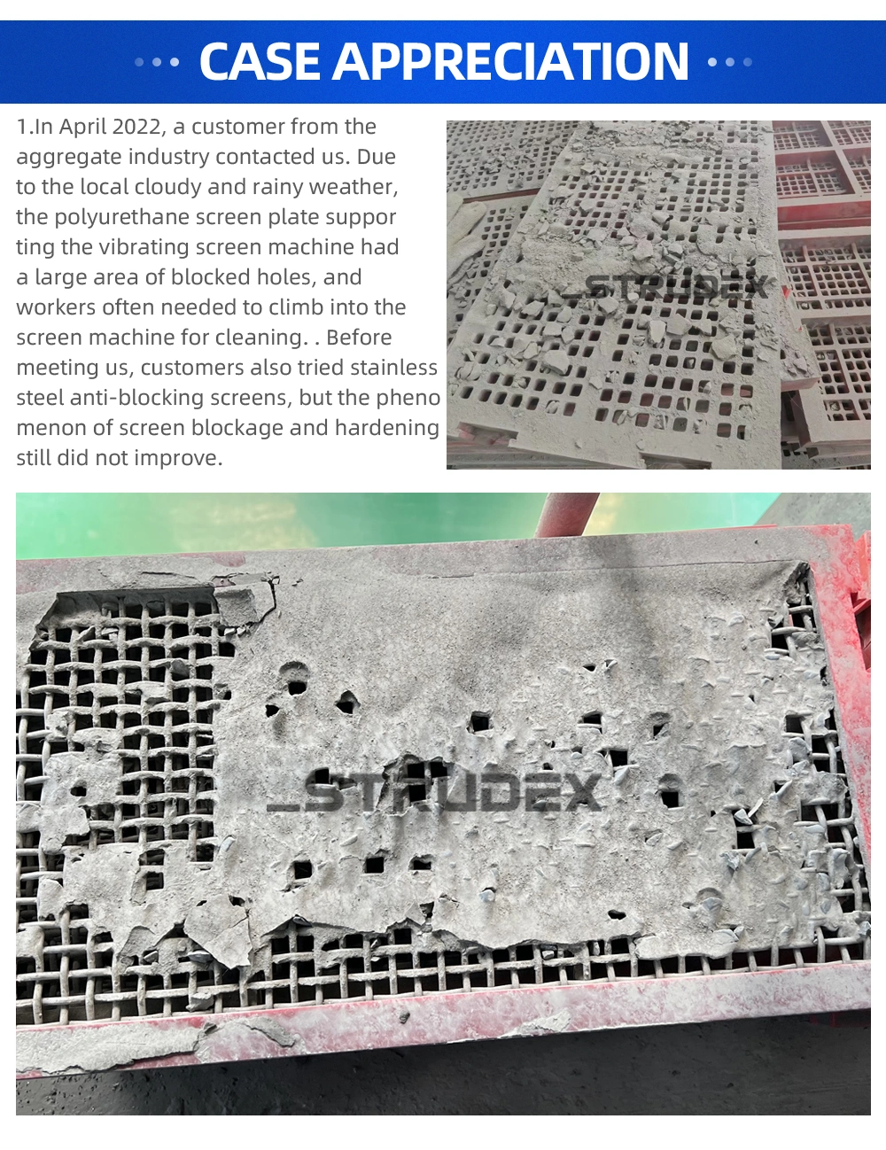 Mineral Rubber/Polyurethane Screen Panels for Primary Screening