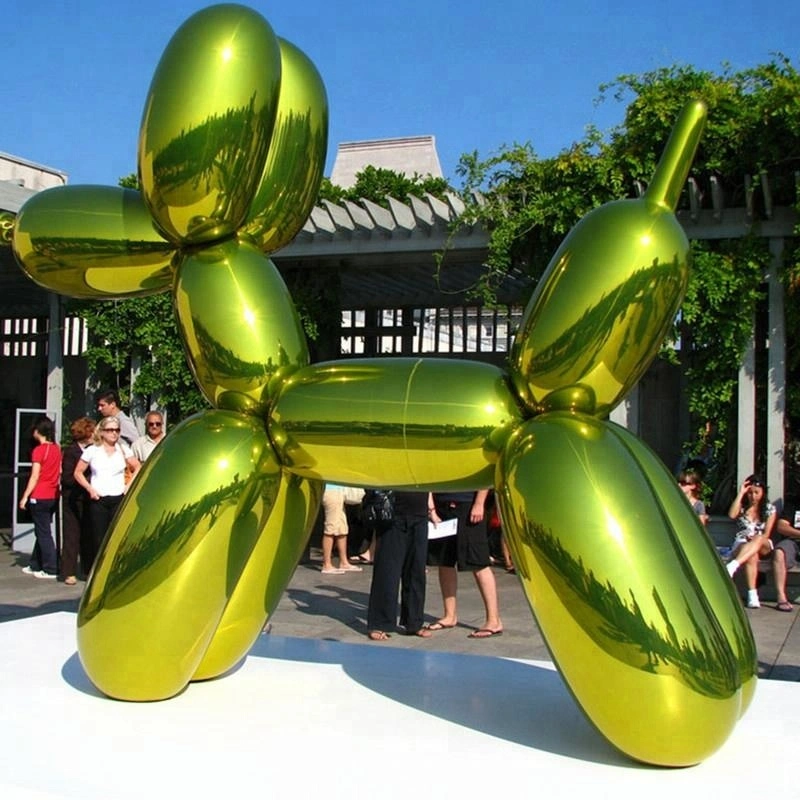 Outdoor Home Decoration Garden Sculpture Stainless Steel Sculpture Golden Balloon Dog Sculpture