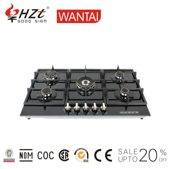 Built-in 5 Burners Gas Stove Cooking Gas Cooktop Tempered Glass Gas Hob Gas