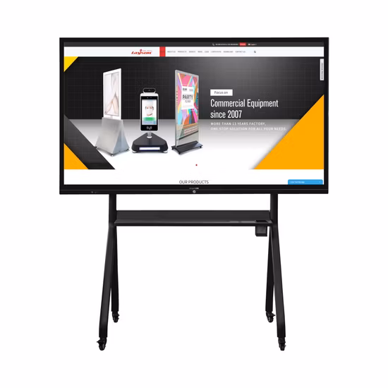 65 75 85 Inch Display LCD IR Touch Screen White Dry Erase Board Magnetic Wheels Whiteboard Writing Smart Interactive Flat Panel