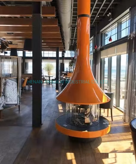 Indoor Balck Color Real Wood Charcoal Fuel Hanging Fireplace