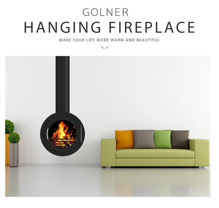 Indoor Balck Color Real Wood Charcoal Fuel Hanging Fireplace