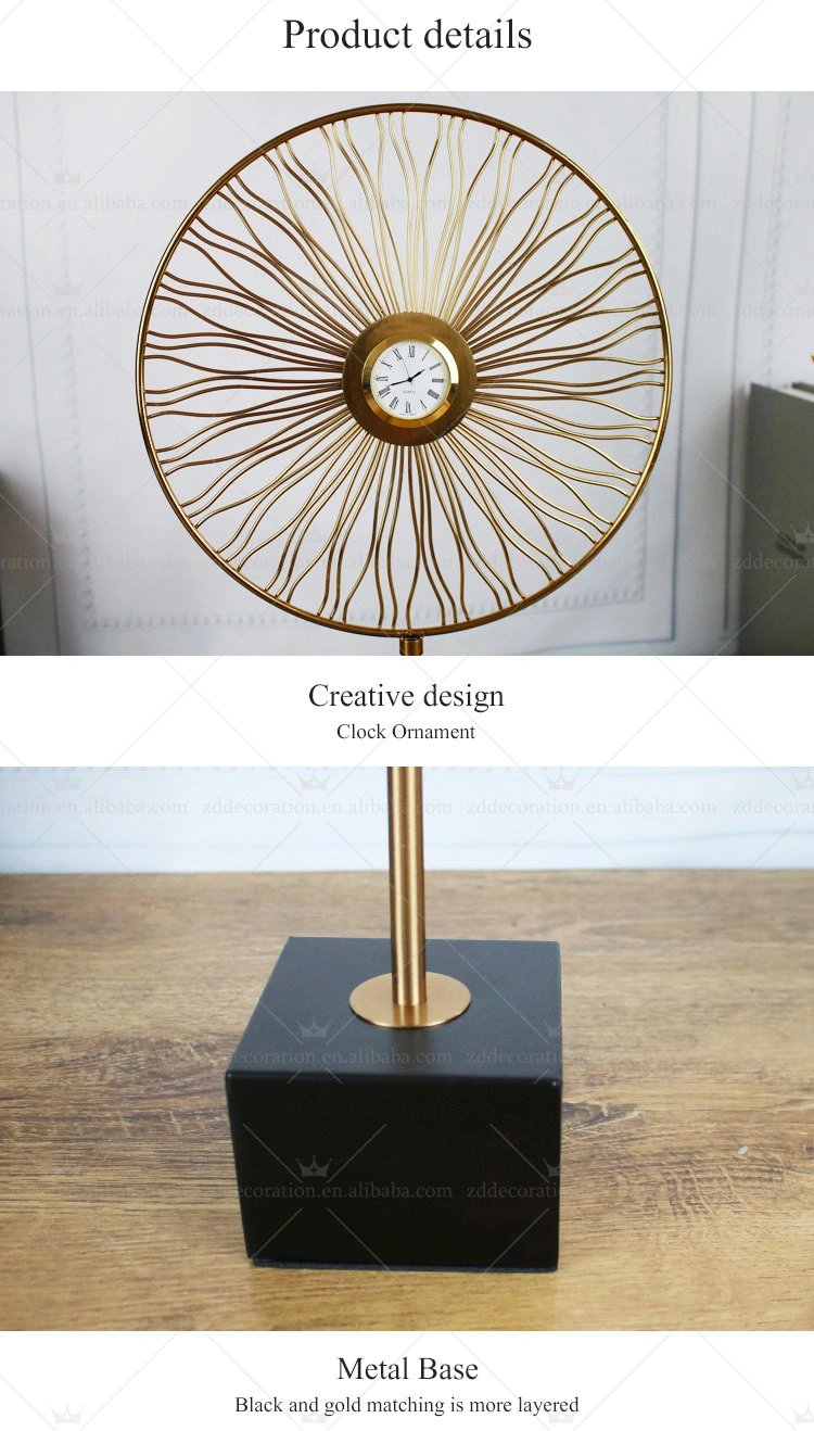 Modern Creative Golden Clock Home Crafts TV Cabinet Entrance Decoration Art and Crafts Metal Craft Luxury