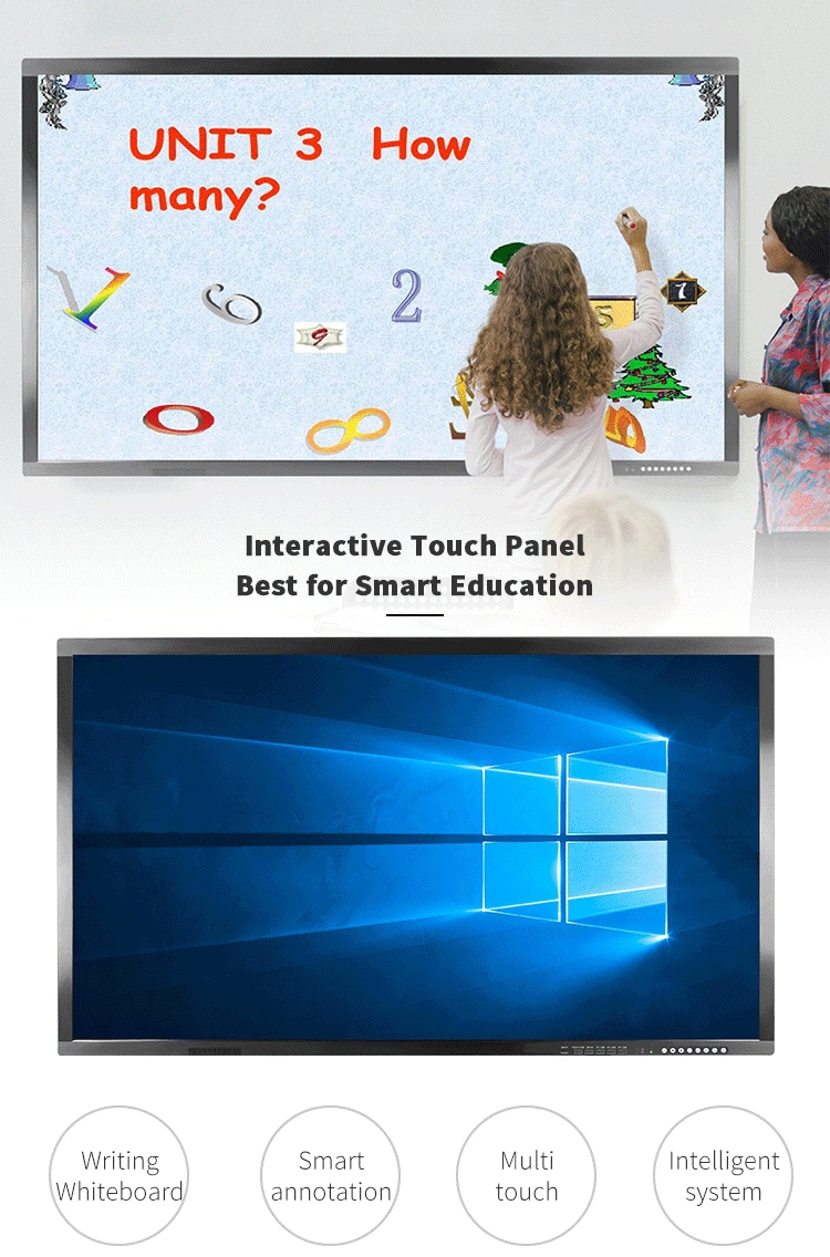65 Inch 4K LCD Whiteboard Display Multi Touch Screen LED Electronic White Board All in One Smart Interactive Flat Panel for Office School Teaching