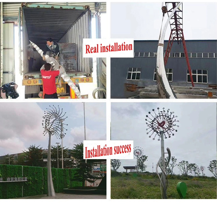 Factory Custom Large Outdoor Abstract Metal Stainless Steel Circle Wind Kinetic Sculpture for Garden Decoration