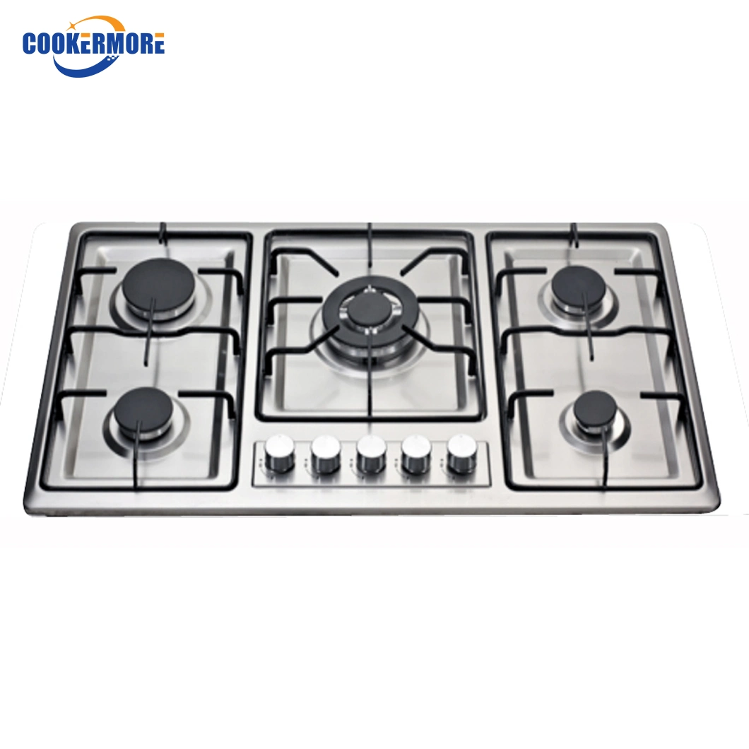 Stainless Steel Built in Panel 5 Burners Cooktop Stove Gas Hob