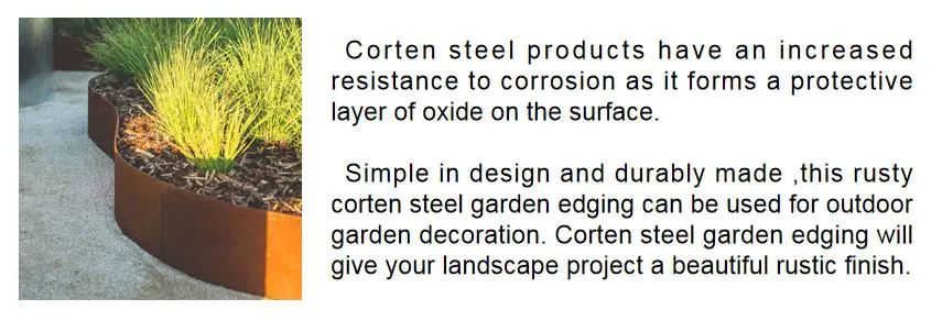 Rectangular Corten Steel Outdoor Simple Rusty Metal Garden Edging