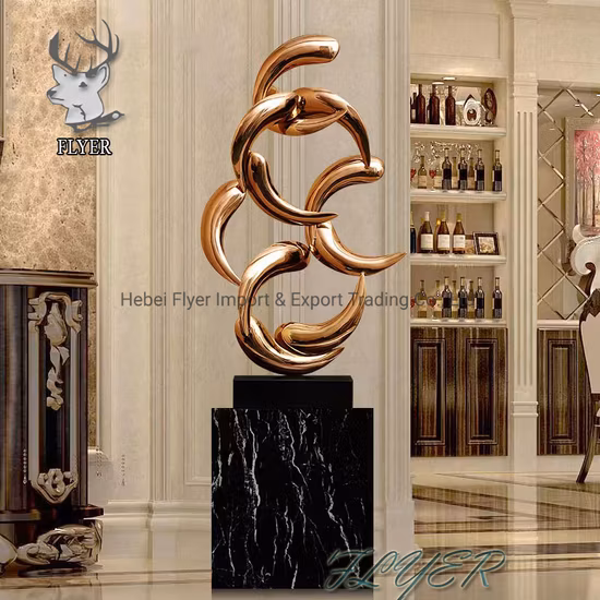 Modern Stainless Steel Statue High Polished Silver Color Stainless Steel Abstract Sculpture