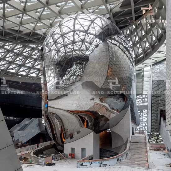 Cloud-Shaped Mirror Polishing Stainless Steel Sculpture Designed by Coop Himmelblau