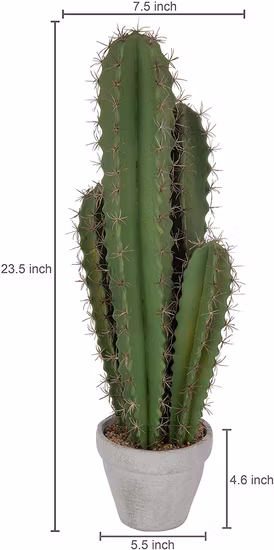 Decoration Home Decor Artificial 23-Inch Hedge Cactus Plant with Gray Plastic Flower Pot Planter